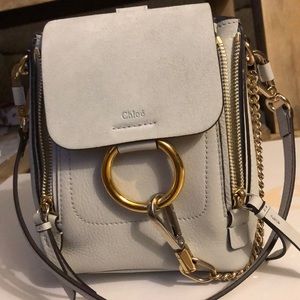 Chloe Suede Mini Faye Backpack in Airy Grey